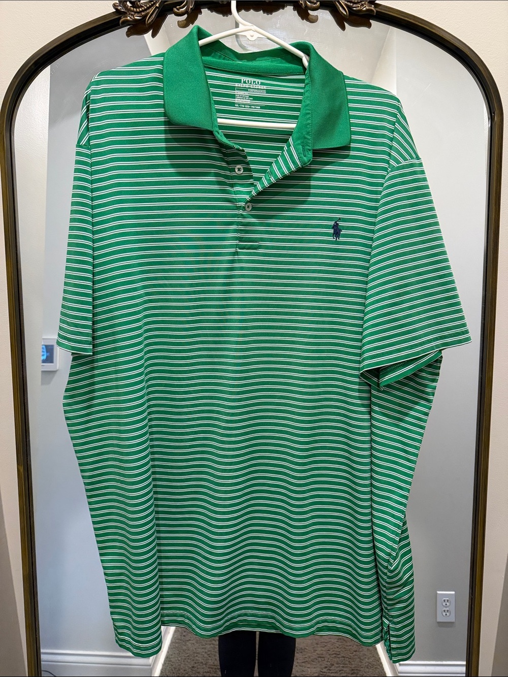 Polo by Ralph Lauren Green & White Striped Polo Shirt